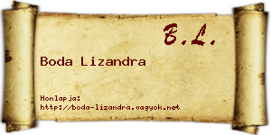 Boda Lizandra névjegykártya
